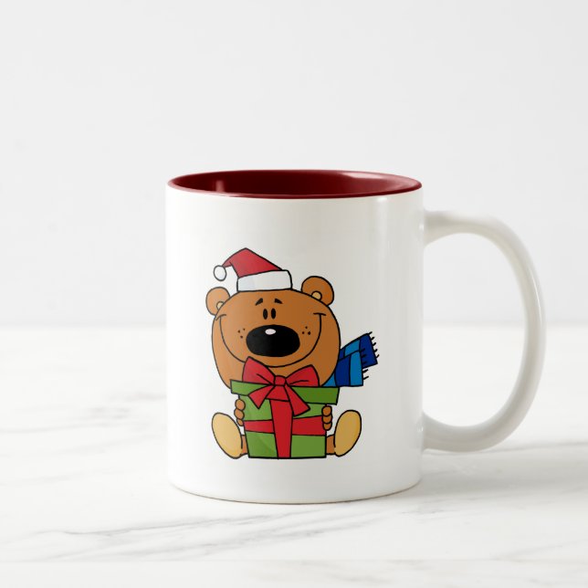 Bär mit Geschenkideen und Geschenken Zweifarbige Tasse (Rechts)
