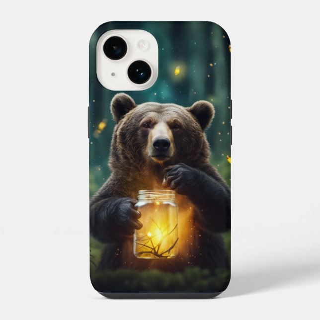 Bär mit Glühwürchen im Glas iPhone Hülle (Rückseite)
