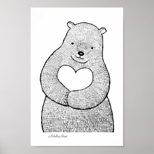 Bär mit Herz Waldtier groß Sanfter Bär Poster