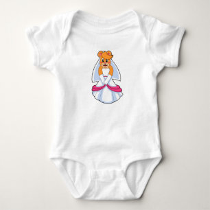 Bär mit Hochzeitskleid und Schleier Baby Strampler
