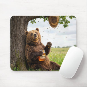 Bär mit Honigglas Mousepad