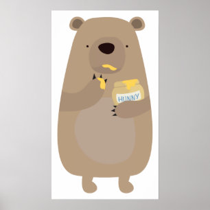 Bär mit Honigglas Poster