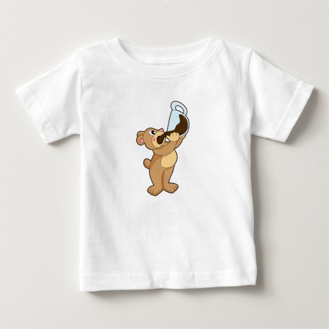 Bär mit Kaffee-Cup Baby T-shirt (Vorderseite)