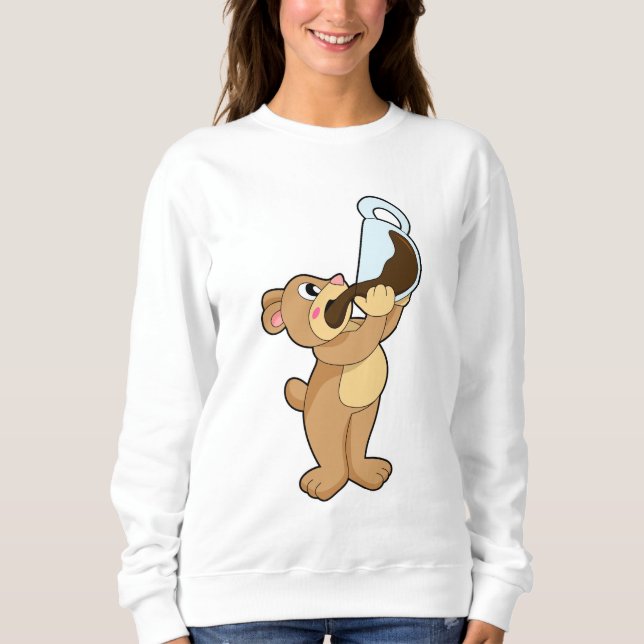 Bär mit Kaffee-Cup Sweatshirt (Vorderseite)