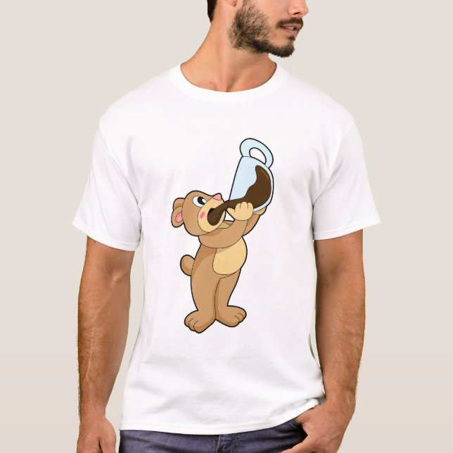 Bär mit Kaffee-Cup T-Shirt (Vorderseite)