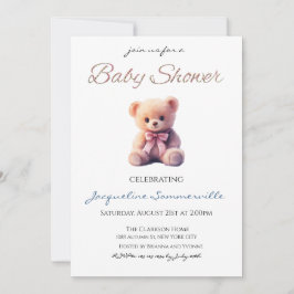 Bär mit rosa Schleife Baby Shower Es ist ein Mädch Einladung