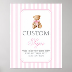 Bär mit rosa Streifen personalisiertes Schild