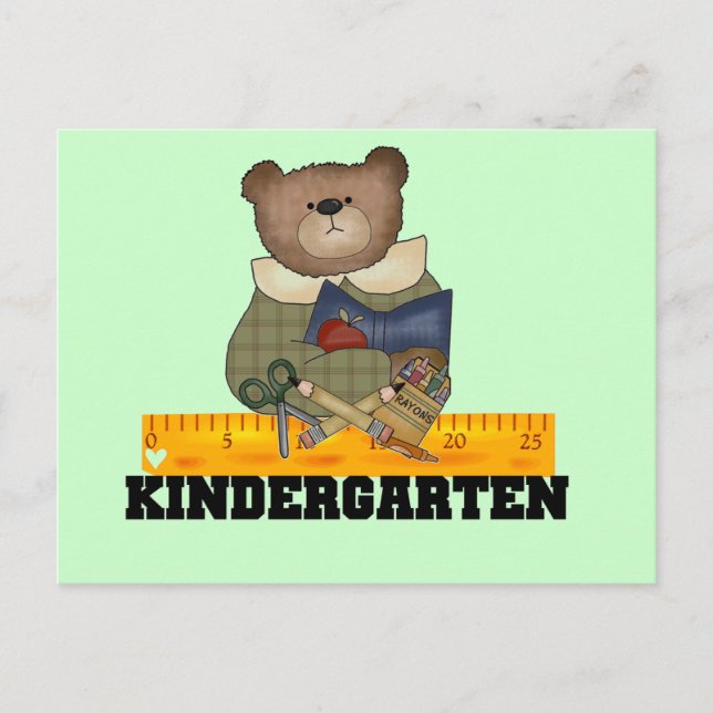 Bär mit Ruler Kindergarten Tshirts und Geschenke Postkarte (Vorderseite)