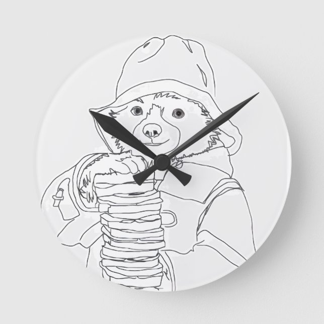 Bär mit Sandwiches Runde Wanduhr (Vorderseite)