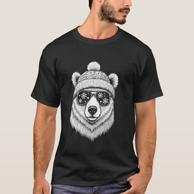 Bär mit Schneebrille T-Shirt (Vorderseite)