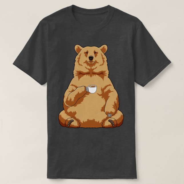 Bär mit Tasse Kaffee T-Shirt (Design vorne)