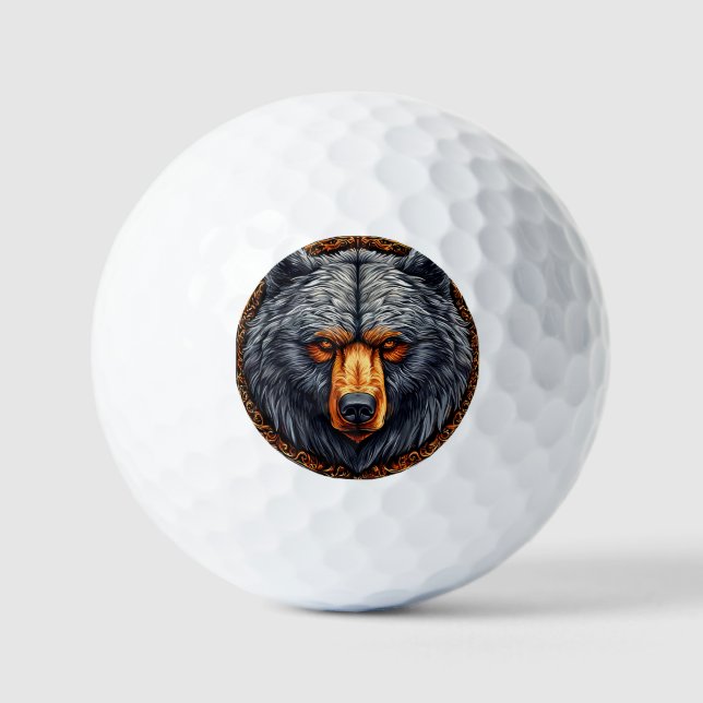 Bär mit Verzierter Blumendekoration Golfball (Vorderseite)
