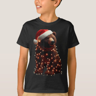Bär mit Weihnachtsmannmütze und Weihnachtslicht We T-Shirt