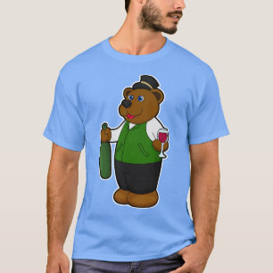 Bär mit Weinglas Weinflasche T-Shirt