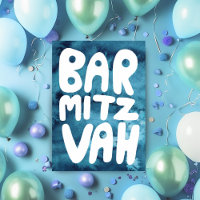 BAR MITZVAH Anpassbare blaue Wasserfarbe Gratulati