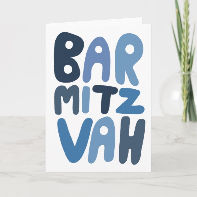 BAR MITZVAH Anpassbare, moderne Blasen-Buchstaben Karte (Vorderseite)