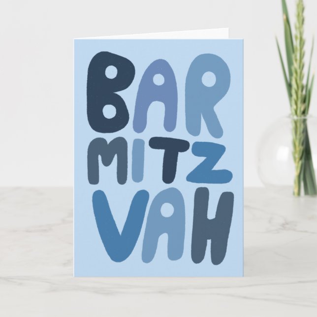 BAR MITZVAH Anpassbare, moderne Blasen-Buchstaben Karte (Vorderseite)