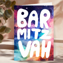BAR MITZVAH Anpassbare Regenbogengalaxie-Glückwuns Karte