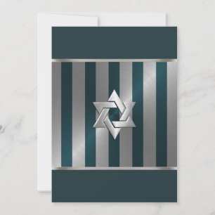 Bar Mitzvah Aquamarin und Silver Stripe Star von D Einladung