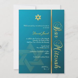 Bar Mitzvah/aquamarines Blau/Gold Einladung