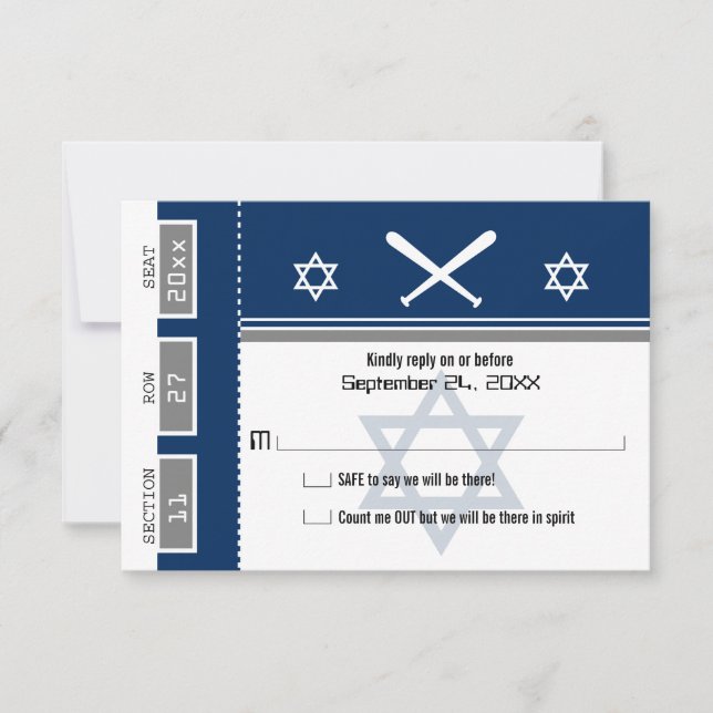 Bar Mitzvah Baseball Ticket UAWG RSVP Karte (Vorderseite)