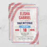 Bar Mitzvah Baseball Vintag Grunge Einladung
