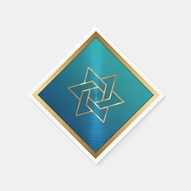 Bar Mitzvah/Bat Mitzvah Star von David Blue Gold Serviette (Ecke)