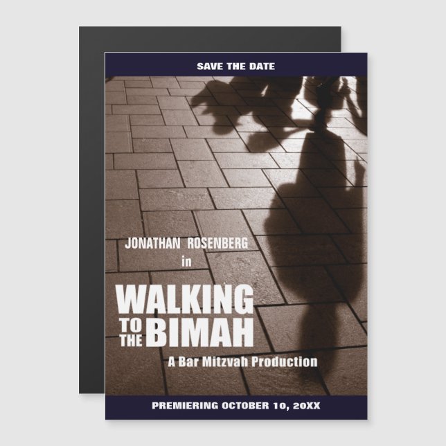 Bar Mitzvah Bimah Film Save the Date Magneteinladung (Vorne/Hinten)