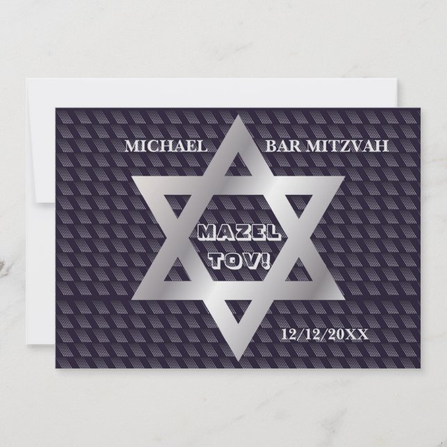 Bar Mitzvah Birthday Modern Pattern Einladung (Vorderseite)