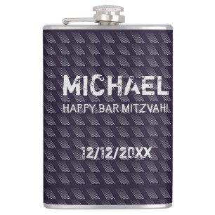 Bar Mitzvah Birthday Modern Pattern Flachmann