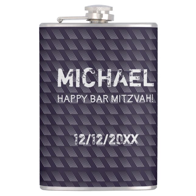 Bar Mitzvah Birthday Modern Pattern Flachmann (Vorderseite)