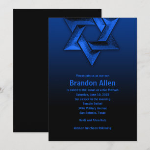 Bar Mitzvah Black und Blue Star von David Einladung
