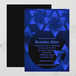 Bar Mitzvah Black und Blue Star von David Einladung
