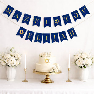 Bar Mitzvah Blau Mazel Tov Jungenname 6 Buchstaben Wimpelkette