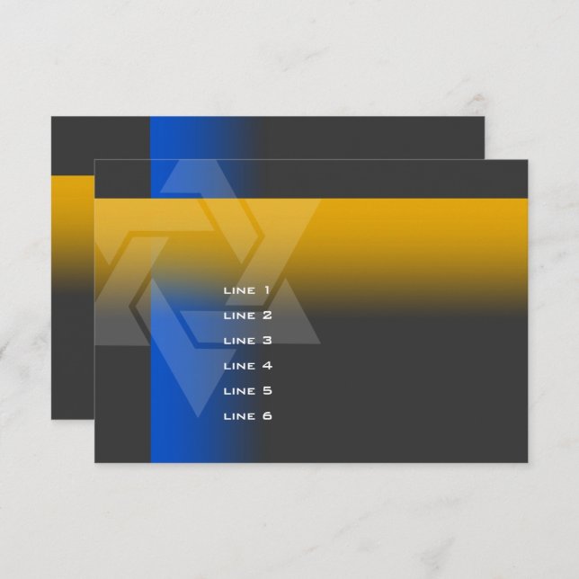 Bar Mitzvah Blau und Gelb für jede Farbe Karte (Vorne/Hinten)