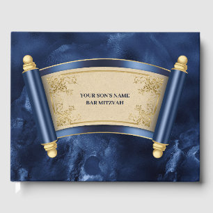 Bar mitzvah blauer Marmor Goldblätterbuch Gästebuch