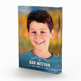 Bar Mitzvah Blue Foil Brush Fett Moderne Typografi Fotoblock