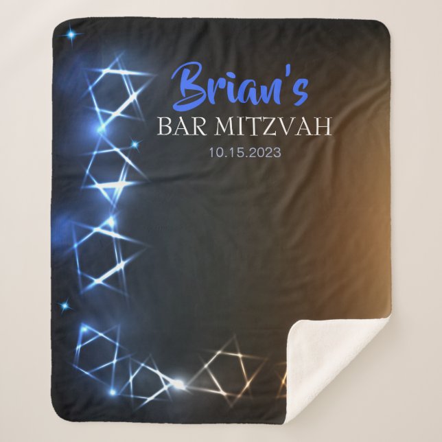 Bar Mitzvah Blue Foto Stand Party Hintergrund Schw Sherpadecke (Vorderseite)