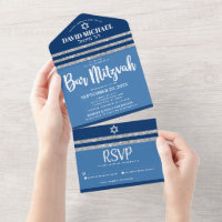 Bar Mitzvah Blue Silver Tallit Modernes, feines Sc
