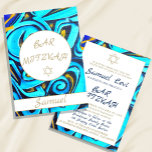 Bar Mitzvah Blue Star der jüdischen Einladung von<br><div class="desc">Set der Szene für eine moderne thematische Feier. Das blaue Graffiti-Muster ist die Hintergrundfarbe für dieses elegante,  kundenspezifische Bar Mitzvah-Design. Ändern Sie einfach die Informationen für Ihre eigene Einladung. Von einer Reihe von benutzerdefinierten stationären von Chessie's Fine Designs.</div>