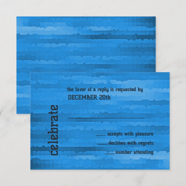 Bar Mitzvah Blue Techno Streaks RSVP Karte (Vorne/Hinten)