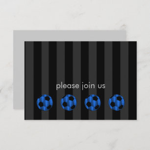 Bar Mitzvah Blue und Black Soccer Ball Einladung