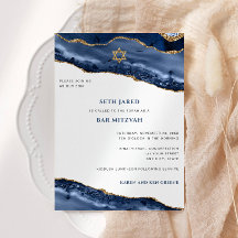 Bar Mitzvah, Blue und Gold Agate Border