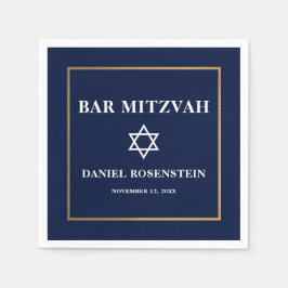 Bar Mitzvah Blue und Gold Serviette