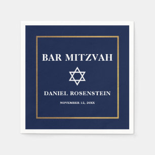 Bar Mitzvah Blue und Gold Serviette