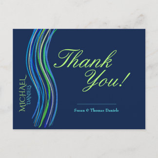 Bar Mitzvah Blue und Green Vielen Dank Postkarte