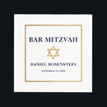 Bar Mitzvah Blue White Gold Serviette<br><div class="desc">Bar Mitzvah Blue White Gold Frame Paper Napkin</div>