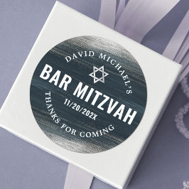 Bar Mitzvah Bold Modern Charcoal Gray Silver Foil Runder Aufkleber
