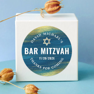 Bar Mitzvah Bold Moderner Typ Türkis Gold Foil Runder Aufkleber