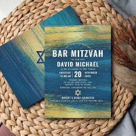 Bar Mitzvah Bold Modernes Turquoise Typ Gold Foil Einladung